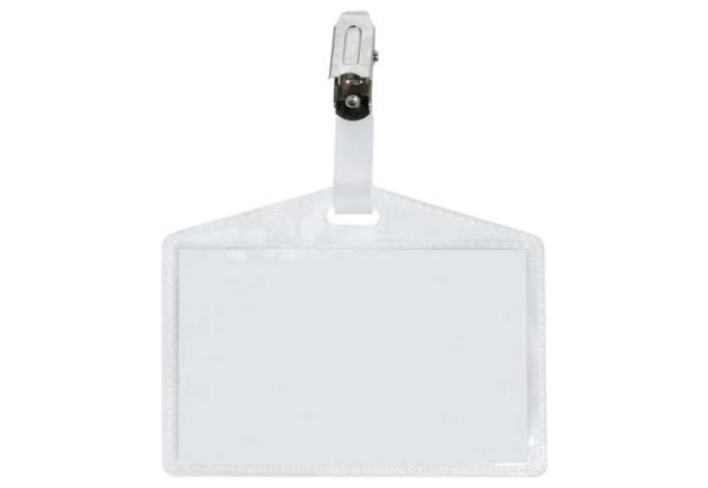 Immagine di Portanome Pass 3P - clip in metallo - senza cartoncino - 9,5 x 6 cm - PP - buccia - Sei Rota - conf.