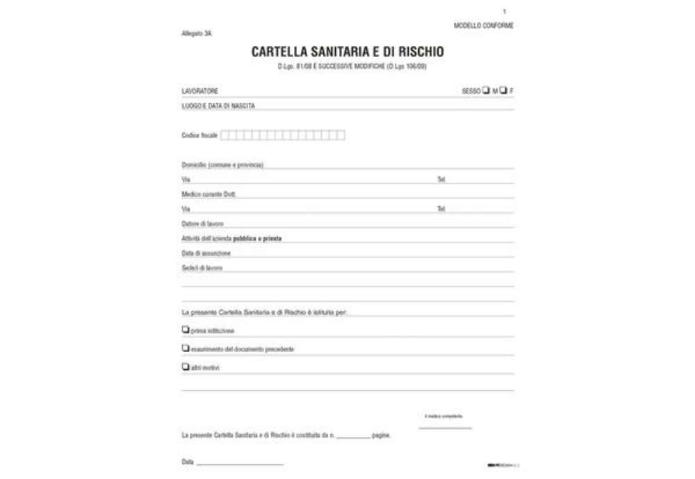 Immagine di Cartella sanitaria di rischio per lavoratori esposti ad agenti cancerogeni - 31 x 24cm - Edipro