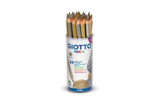 Immagine di Pastelli Mega - diametro mina  5,5 mm - oro/argento - Giotto - barattolo 24 pezzi