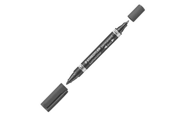 Immagine di Pennarello Lumocolor Permanent Duo 348 punta feltro - punta 0,6mm e 1,5mm - nero - Staedtler