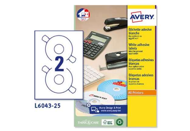 Immagine di Etichette adesive tonde L6043 - in carta - laser - permanenti - diametro CD 117 mm - foro 41 mm - 2