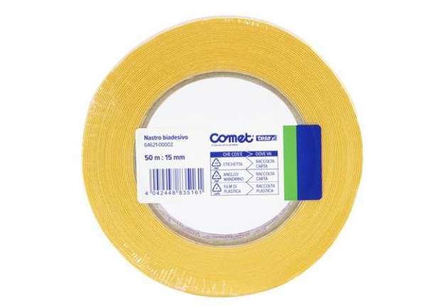 Immagine di Nastro biadesivo - 1,5 cm x 50 m - trasparente - Comet