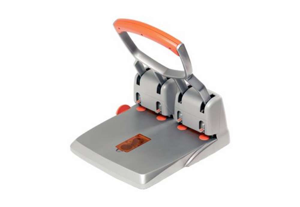 Immagine di Perforatore HDC150 - max 150 fogli - 4 fori - passo 8 cm - grigio/arancio - Rapid