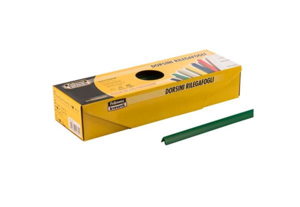 Immagine di Dorsetti tondi per rilegatura - 6 mm - verde - Fellowes - scatola 50 pezzi
