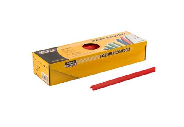 Immagine di Dorsetti tondi per rilegatura - 8 mm - rosso - Fellowes - scatola 50 pezzi