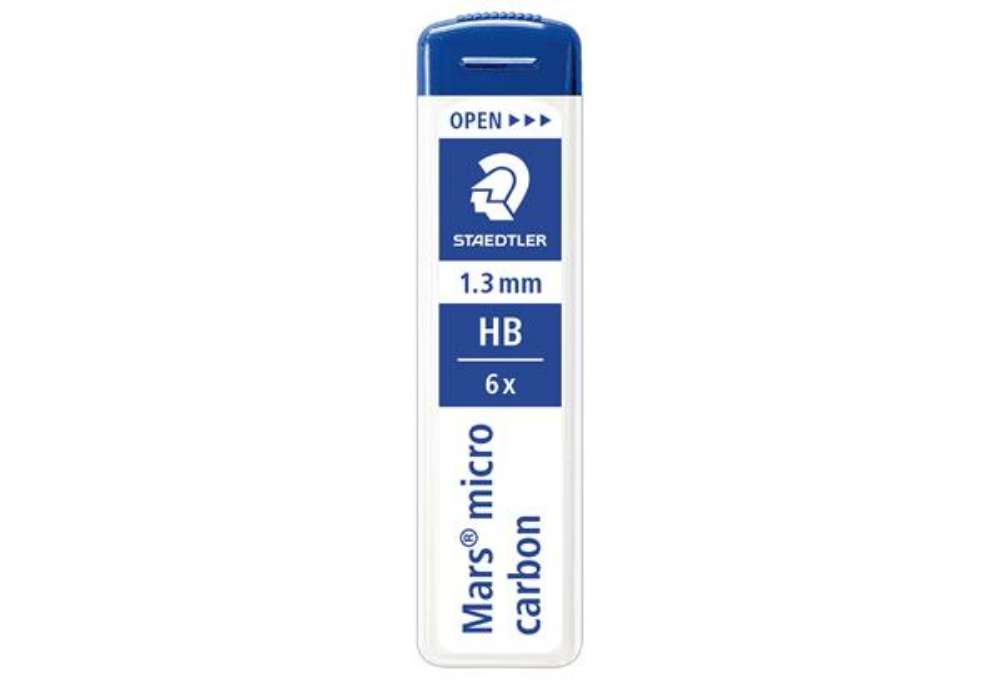 Immagine di Mine Mars Micro - mina 1,3mm - gradazione HB - Staedtler - astuccio 6 mine