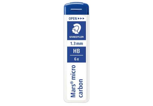 Immagine di Mine Mars Micro - mina 1,3mm - gradazione HB - Staedtler - astuccio 6 mine