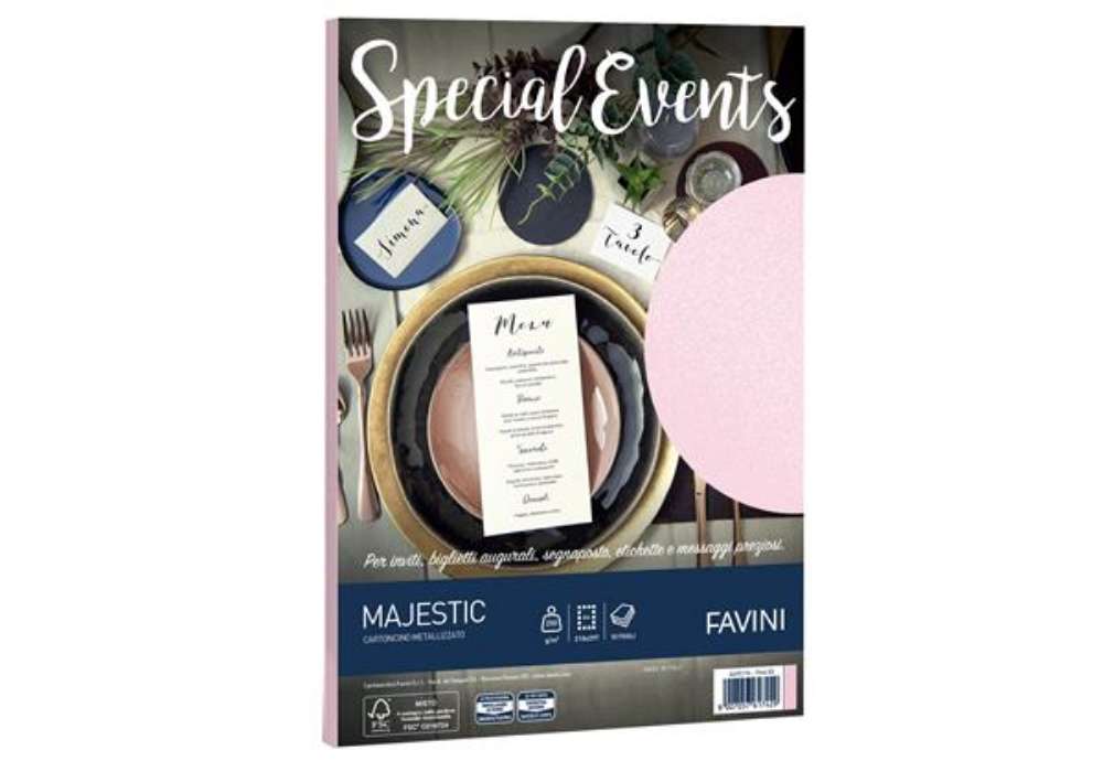 Immagine di Carta metallizzata Special Events - A4 - 250 gr - rosa - Favini - conf. 10 fogli