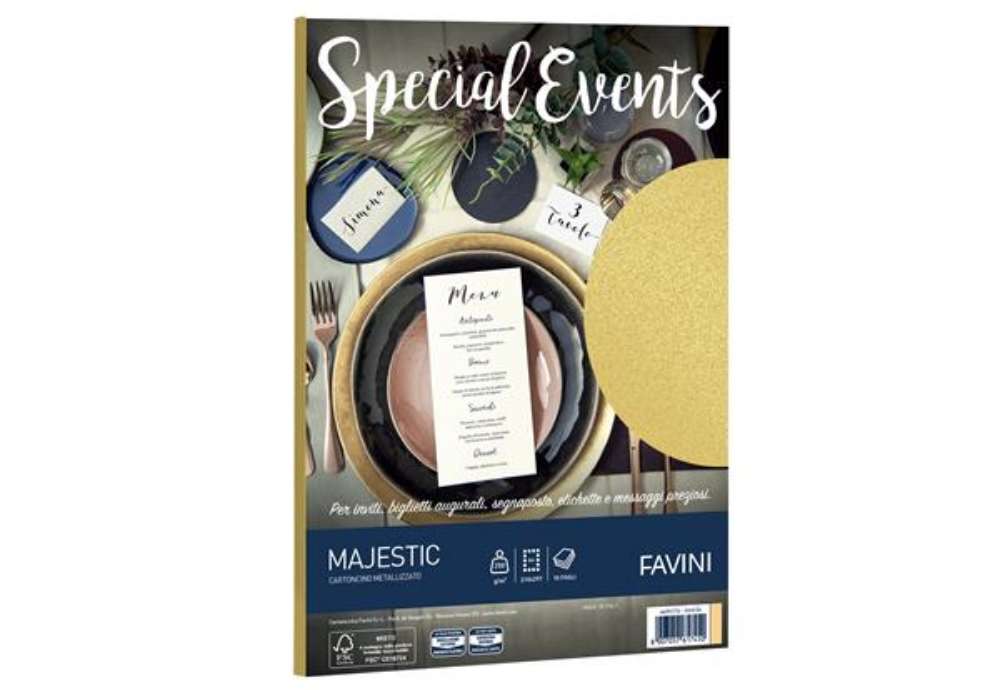 Immagine di Carta metallizzata Special Events - A4 - 250 gr - oro - Favini - conf. 10 fogli