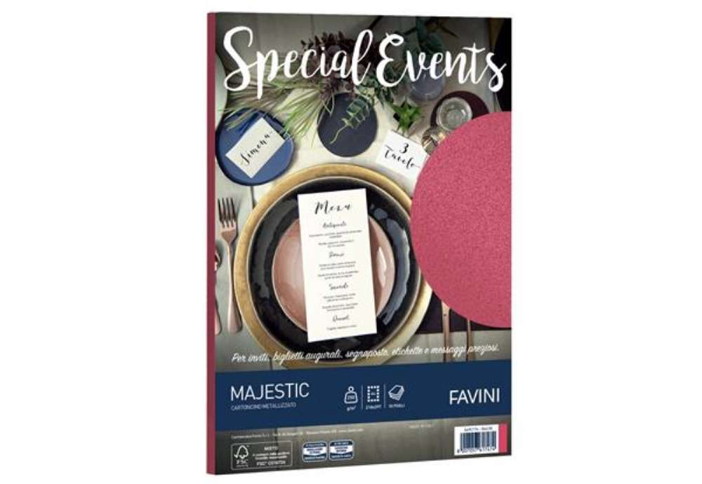 Immagine di Carta metallizzata Special Events - A4 - 250 gr - rosso - Favini - conf. 10 fogli