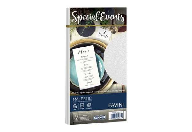 Immagine di Busta Special Events metal - bianco - 110 x 220mm - 120gr - Favini - conf. 10 buste