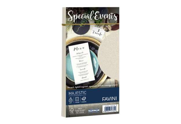 Immagine di Busta Special Events metal - crema - 110 x 220mm - 120gr - Favini - conf. 10 buste