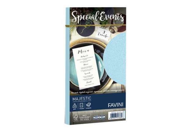 Immagine di Busta Special Events metal - azzurro - 110 x 220mm - 120gr - Favini - conf. 10 buste
