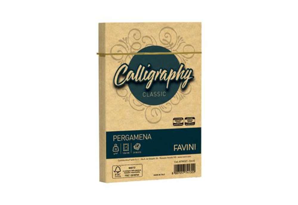 Immagine di Busta Calligraphy Pergamena - 120 x 180 mm - 90 gr - oro 03 - Favini - conf. 25 pezzi