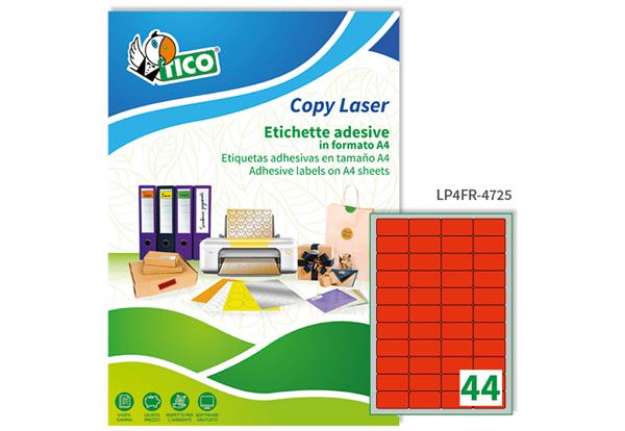 Immagine di Etichette adesive LP4F - in carta - angoli arrotondati - permanenti - 47,5 x 25,5 mm - 44 et/fg - 70
