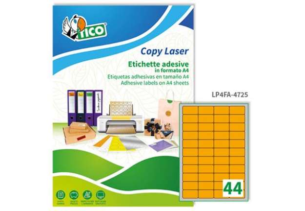 Immagine di Etichette adesive LP4F - in carta - angoli arrotondati - permanenti - 47,5 x 25,5 mm - 44 et/fg - 70