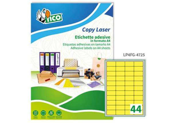 Immagine di Etichette adesive LP4F - in carta - angoli arrotondati - permanenti - 47,5 x 25,5 mm - 44 et/fg - 70