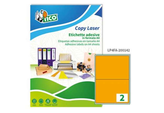 Immagine di Etichette adesive LP4F - in carta - angoli arrotondati - permanenti - 200 x 142 mm - 2 et/fg - 70 fo