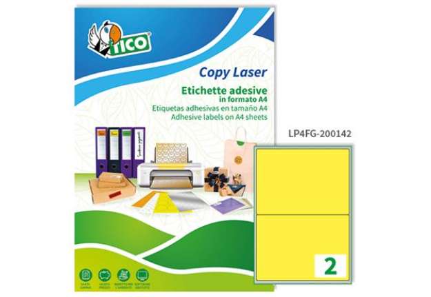 Immagine di Etichette adesive LP4F - in carta - angoli arrotondati - permanenti - 200 x 142 mm - 2 et/fg - 70 fo