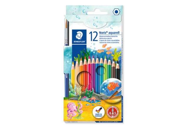 Immagine di Pastelli Noris Aquarell 144 - colori assortiti - Staedtler - astuccio 12 pezzi