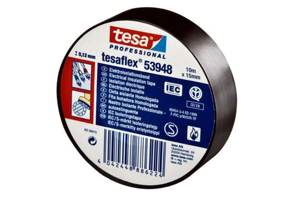 Immagine di Nastro adesivo isolante - 15 mm x 10 m - PVC - nero - Tesa
