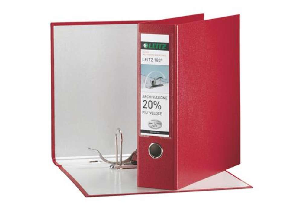 Immagine di Registratore Leitz 180° G65 - dorso 8 cm - protocollo 23 x 33 cm - rosso - Leitz