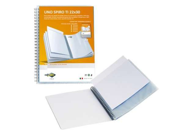Immagine di Portalistini personalizzabile Uno Spiro TI - con spirale - 22x30 cm - 10 buste - blu - Sei Rota
