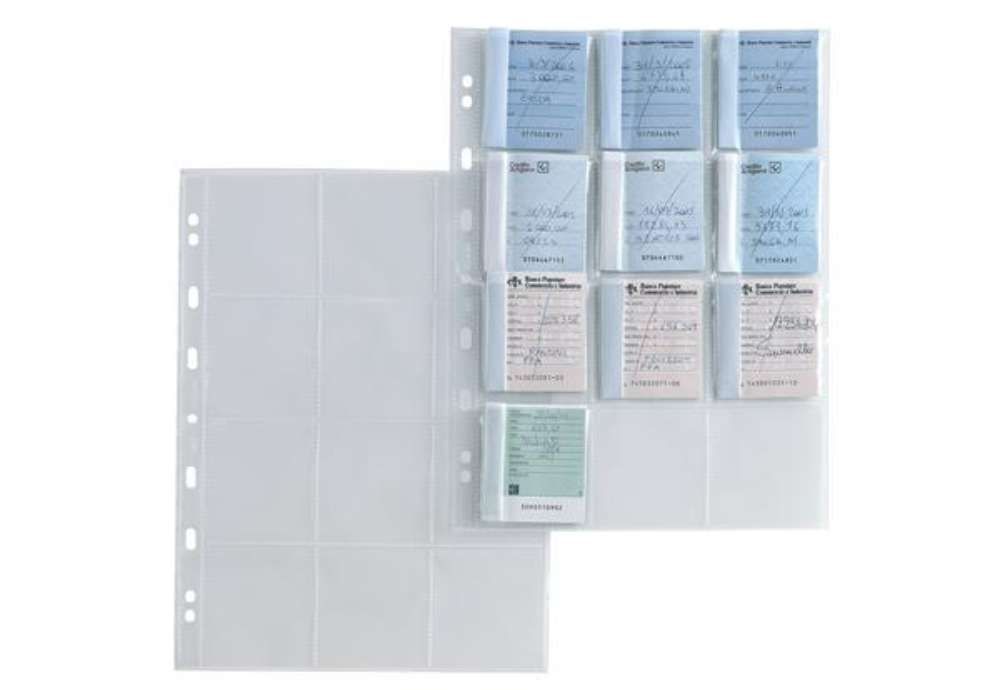Immagine di Buste forate Atla MA - 21 x 29,7 cm - PP - porta matrici assegni - 12 spazi 65 x 72mm  -  liscio - S