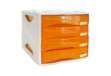 Immagine di Cassettiera Smile - 29 x 38 x 25,5 cm - 4 cassetti da 5 cm - grigio/arancio trasparente - Arda