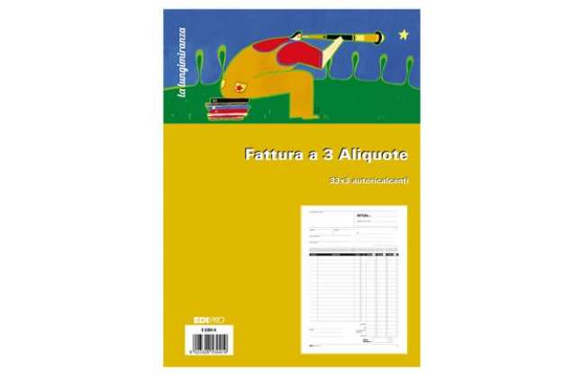Immagine di Blocco fatture 3 aliquote Iva - 33 fogli 3 copie autoricalcanti - 29,7 x 21cm - Edipro
