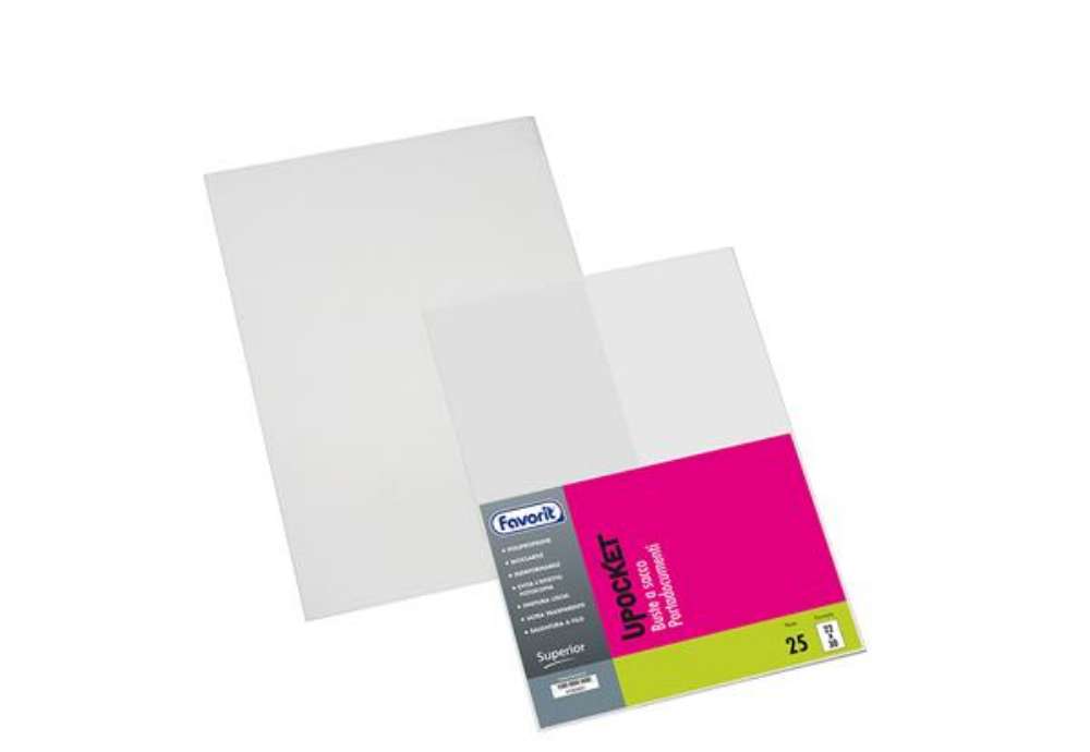 Immagine di Buste a sacco Upocket - PP - Superior - 22 x 30 cm - liscio - Favorit - conf. 25 pezzi