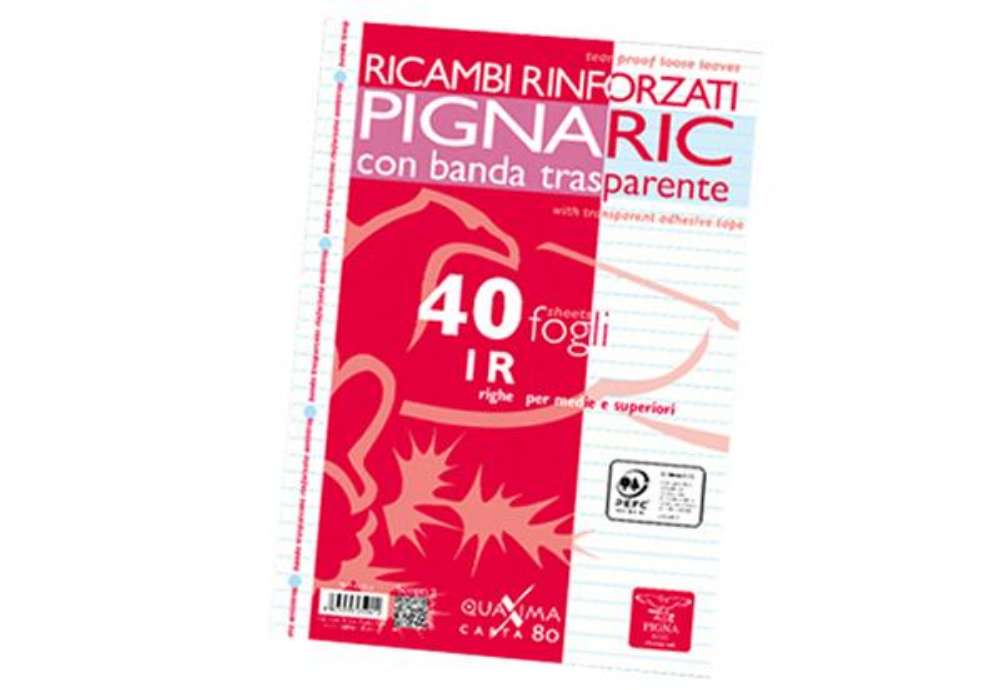 Immagine di Ricambi forati rinforzati Pignaric - A4 - 1 rigo - 80gr - Pigna - conf. 40 pezzi