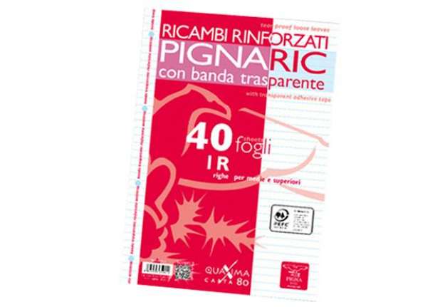 Immagine di Ricambi forati rinforzati Pignaric - A4 - 1 rigo - 40 fogli - 80gr - Pigna
