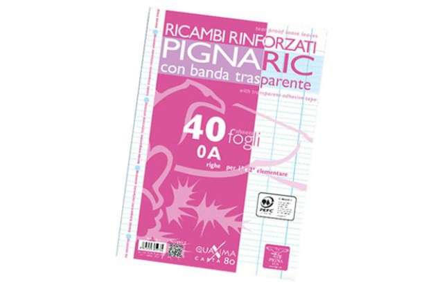 Immagine di Ricambi forati rinforzati Pignaric - A4 - rigo di 1a - 40 fogli - 80gr - Pigna