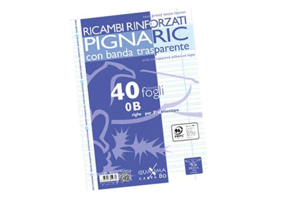 Immagine di Ricambi forati rinforzati Pignaric - A4 - rigo di 3a - 80gr - Pigna - conf. 40 pezzi
