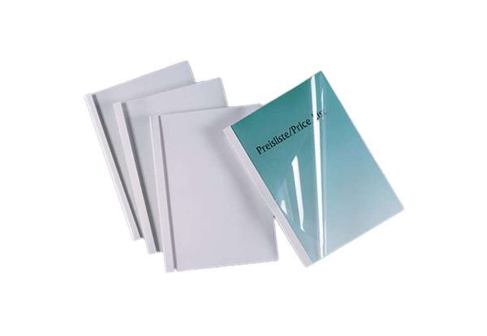 Immagine di Cartelline termiche Standard - A4 - 150 micron - 50 mm - bianco - GBC - scatola 50 pezzi
