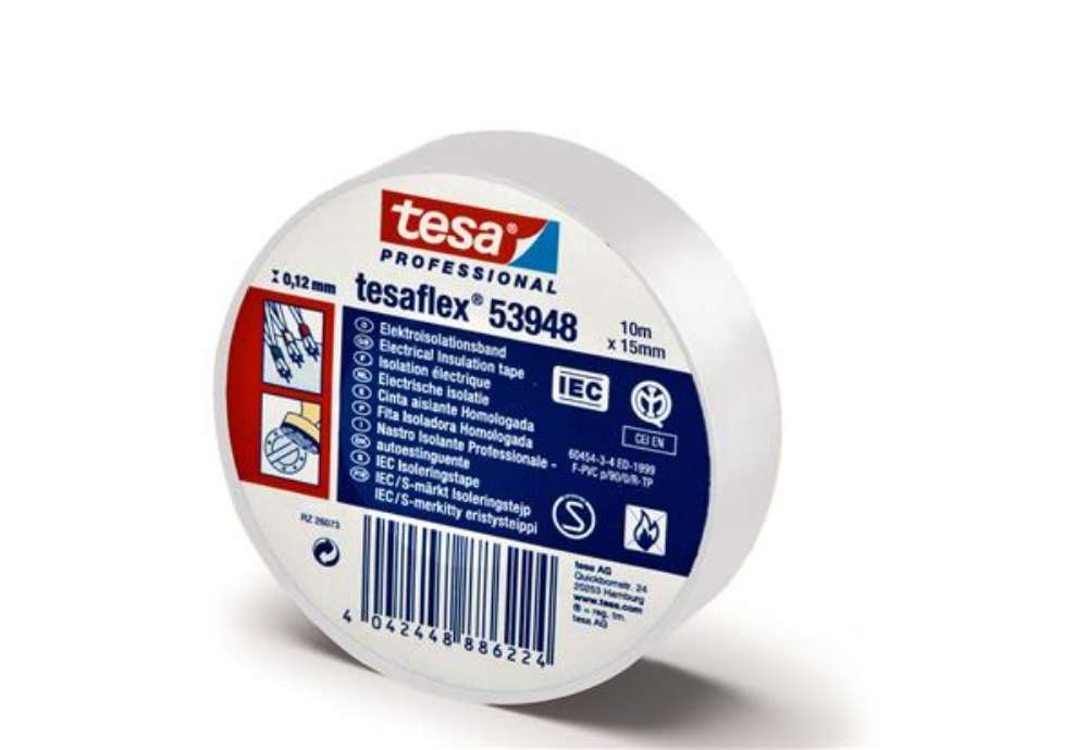 Immagine di Nastro adesivo isolante - 15 mm x 10 m - PVC - bianco - Tesa