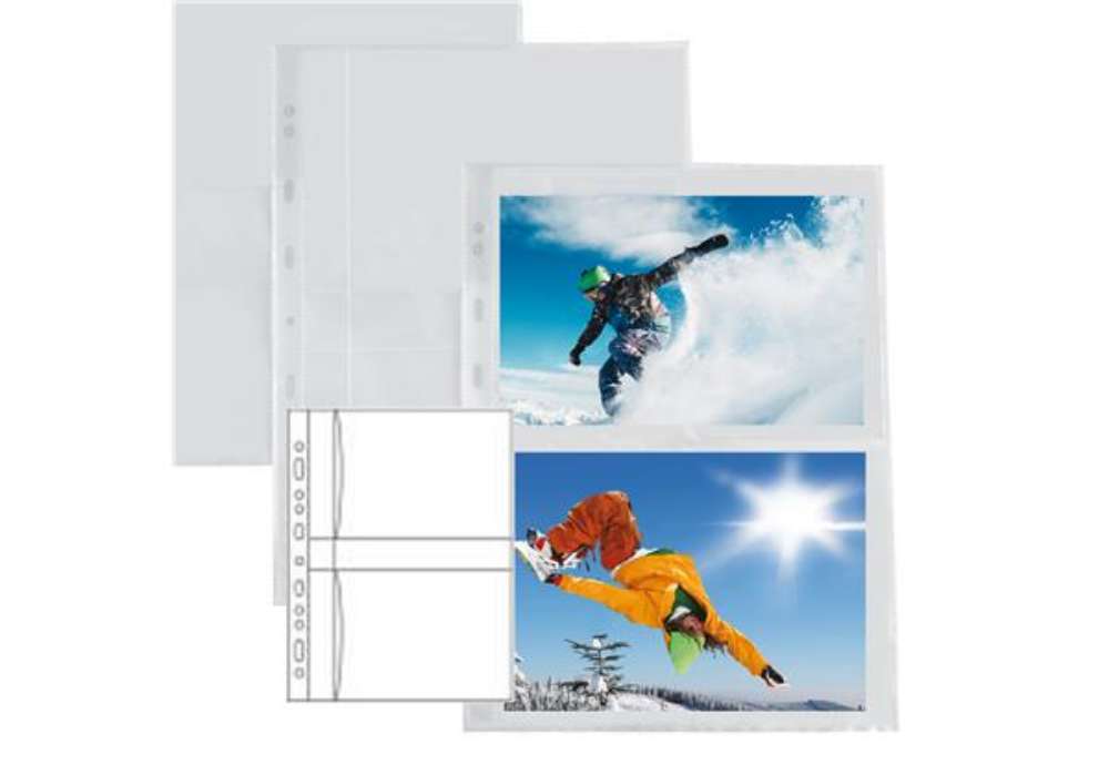 Immagine di Buste forate Atla F porta foto - 4 spazi 13 x 18 cm - trasparente - Sei Rota - conf. 10 pezzi