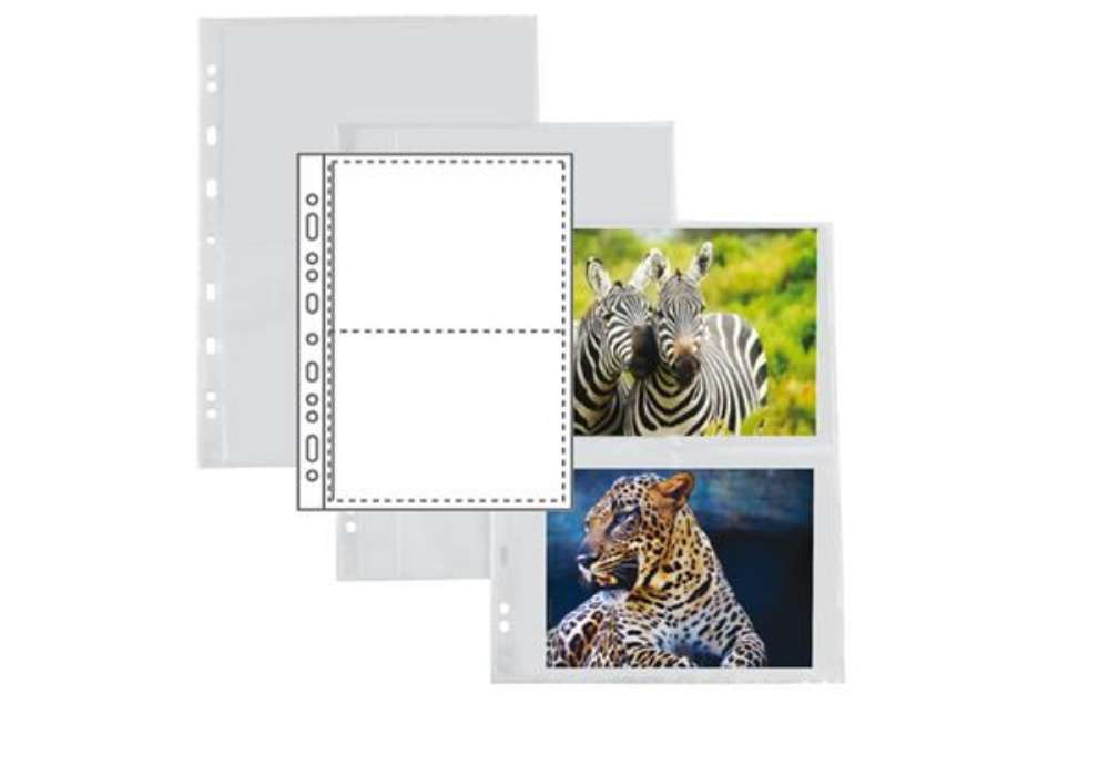 Immagine di Buste forate Atla F porta foto - 4 spazi 15 x 21 cm - trasparente - Sei Rota - conf. 10 pezzi