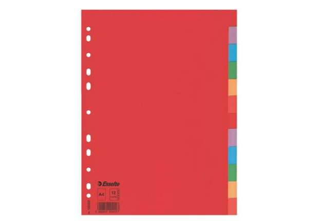 Immagine di Separatore Economy - 12 tasti - cartoncino colorato 160 gr - A4 - multicolore - Esselte