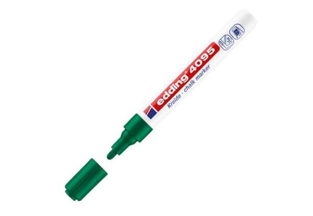 Immagine di Marcatore a gesso liquido 4095 - punta tonda - da 2 a 3mm - verde - Edding