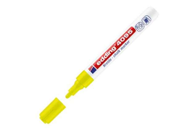 Immagine di Marcatore a gesso liquido 4095 - punta tonda - da 2 a 3mm - giallo fluo - Edding