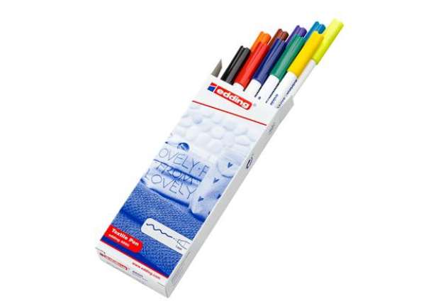 Immagine di Marcatore per tessuto 4600 - punta tonda - 1 mm - colori assortiti - Edding - astuccio da 10 pezzi