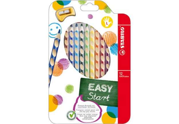 Immagine di Pastelli Easycolors - diametro mina 4,2 mm - per mancini - Stabilo - astuccio 12 colori