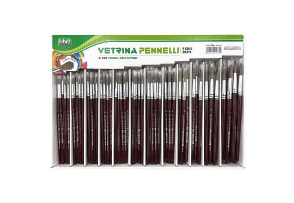 Immagine di Pennelli punta tonda - pelo di pony - serie 9124 - Lebez - assortimento vetrinetta 228 pezzi
