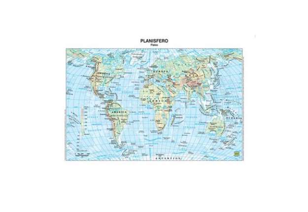 Immagine di Carta geografica Mondo - scolastica - plastificata - 29,7 x 42 cm - Belletti