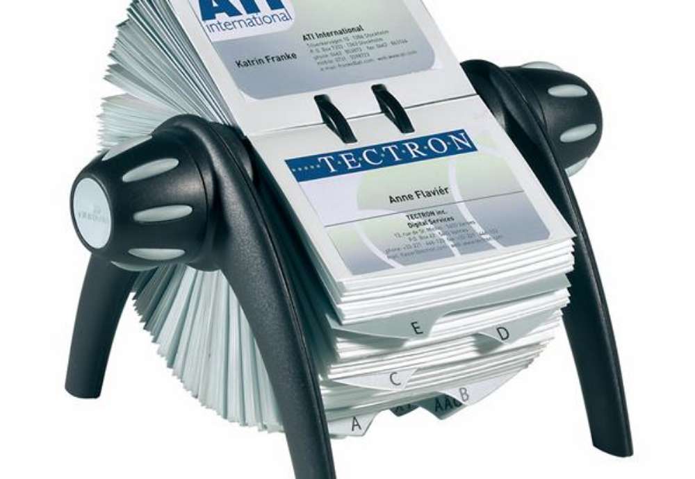 Immagine di Portabiglietti da visita rotativo Visifix? Flip - 200 buste - 25 schede alfabetiche A/Z - 21,5x12x18