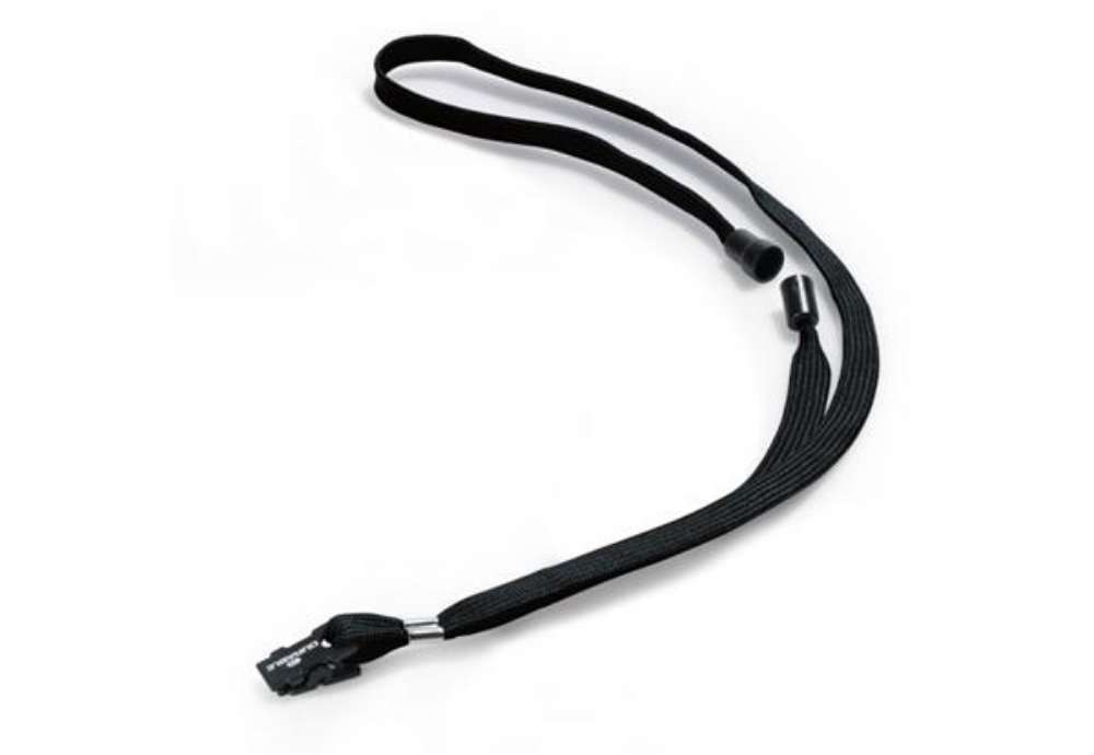 Immagine di Cordoncino per portabadge - 44 x 1 cm - tessuto - nero - Durable - conf. 10 pezzi