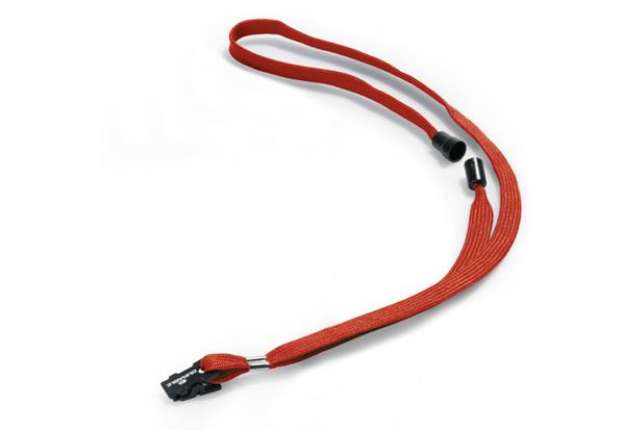 Immagine di Cordoncino per portabadge - 44 x 1 cm - tessuto - rosso - Durable - conf. 10 pezzi