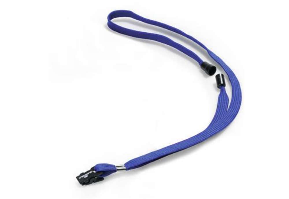 Immagine di Cordoncino per portabadge - 44 x 1 cm - tessuto - blu - Durable - conf. 10 pezzi